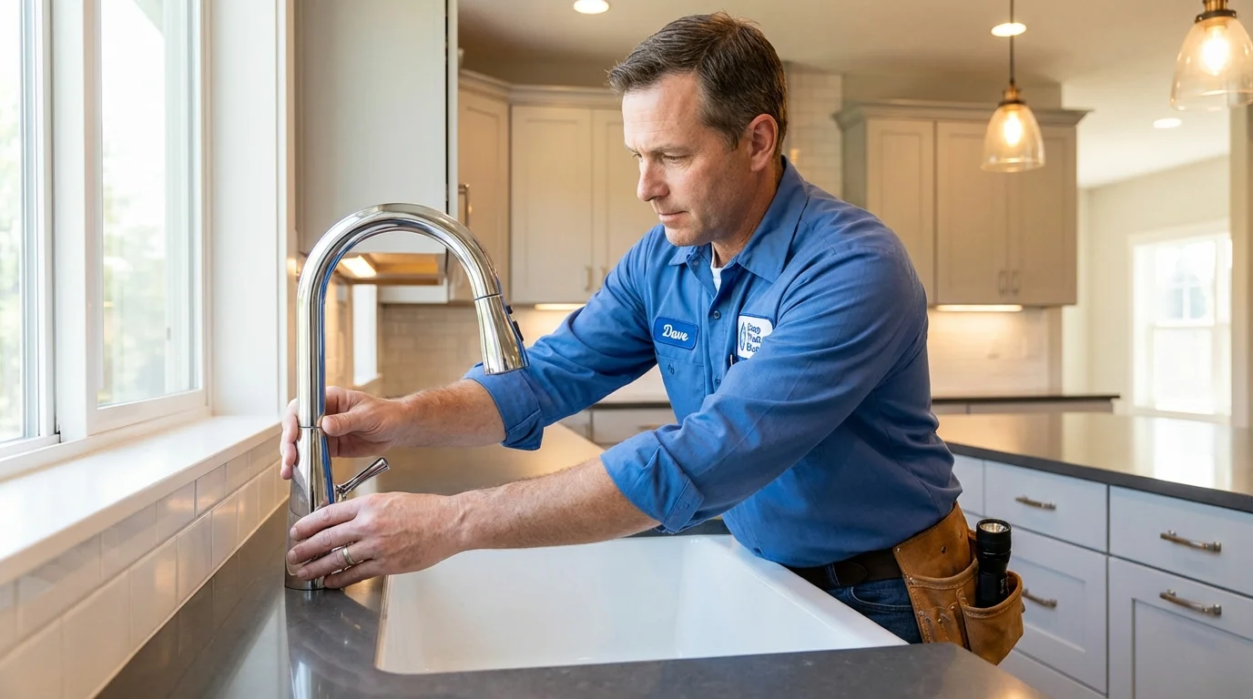 Kitchen faucet installation by Johns Plumbing LLC in Pawtucket