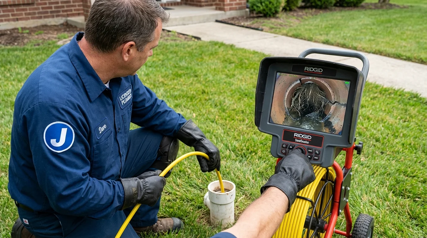 Sewer camera inspection being performed by Johns Plumbing LLC in Pawtucket
